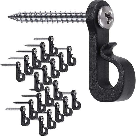 Lot de 20 crochets en forme de Q avec vis Phillips pour garage, fête du Nouvel An en plein air et lumières LED à dégagement facile, capacité de 18 kg, vis large (1/5)