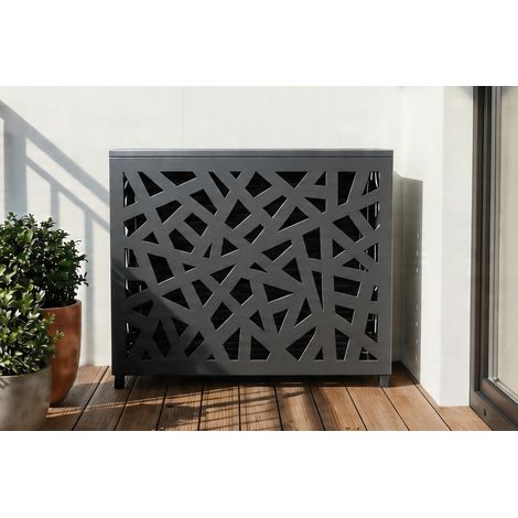Cache clim & pompe à chaleur ANETO RUIVO aluminium gris - taille M (1/5)