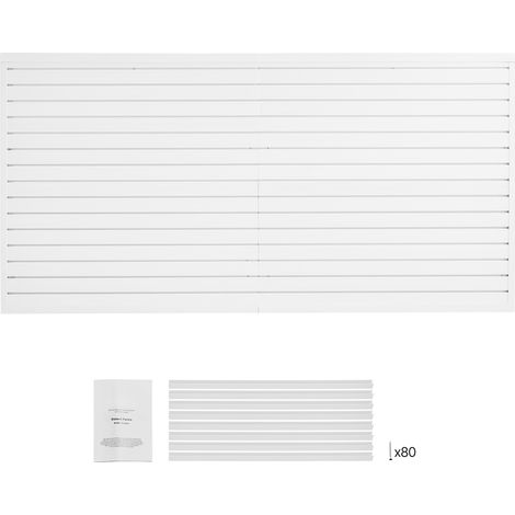 Mophorn Panel de pared de listones de PVC de 2,4 x 1,2 m, blanco, con accesorios. Panel de listones ajustable y fácil de instalar, con estructura de acoplamiento y corte para bricolaje.