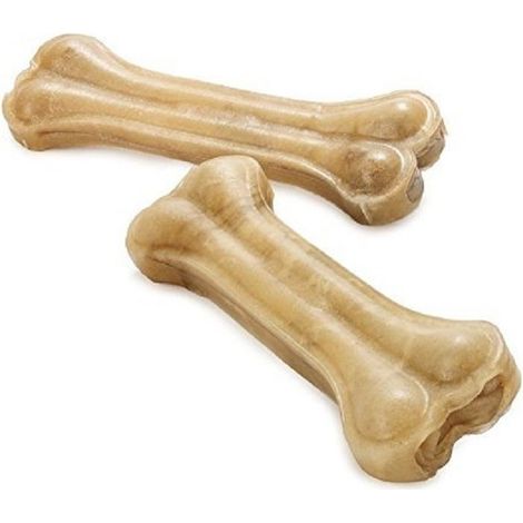 Trade Shop - Set De 2 Huesos Masticables Prensados De 20 Cm De Piel De Vaca Cruda Para Los Dientes Del Perro -