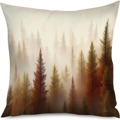 Housse de coussin paysage de brume, forêt profonde (1/5)