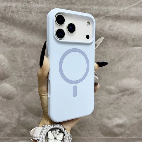 (iPhone 17 Pro Max, Bleu) Étui de protection magnétique MagSafe pour iPhone, en silicone.