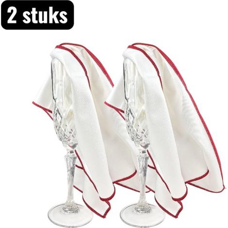 pièces - Chiffons de nettoyage - 50 x 60 cm - Chiffon professionnel en microfibre pour verres - Chiffon sans traces et sans peluches pour verres à vin et whisky, très absorbant et doux - Blanc (1/5)