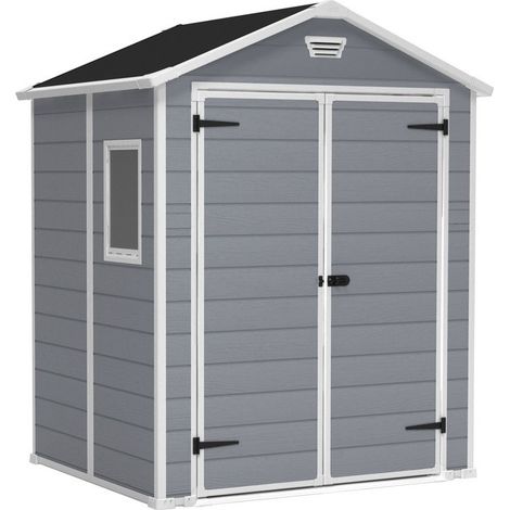 Keter – Abri de jardin résine 185x152x226 cm – Polypropylène renforcé – Ventilation et fenêtre fixe – Sol inclus pour rangement sec