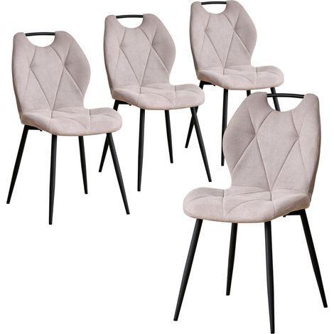 4er-Set Esszimmerstühle skandinavisch gepolstert mit Griff, beige (1/5)