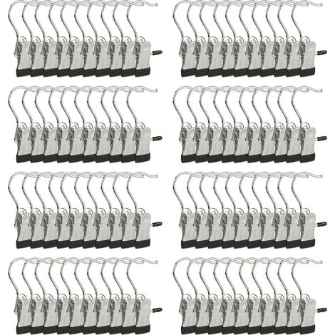 Relaxdays Swivel Boot Hangers, Single Metal Clip Coat Hangers Set of 80, Rubberized Clothes Peg, HWD: 10.5x5x2 cm, Silver/Black
