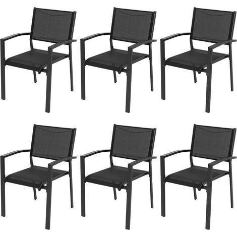 Avestar Lot de 6 Chaises de Jardin Empilables, en tissu textilene et cadre en fer thermolaqué