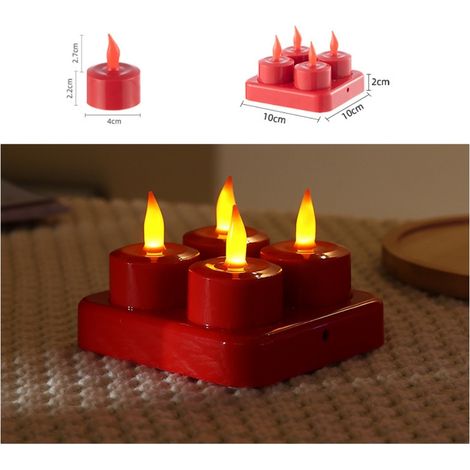 wiederaufladbare rote LED-Kerzen, Weihnachts- und Partydekoration, konstantes flammenloses Licht, Partygeschenk