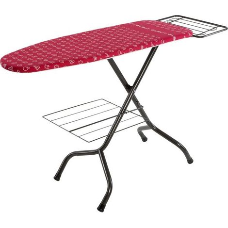 Table à repasser Lelit PA113 120 x 40 cm avec support pour chaudière, noir et rouge