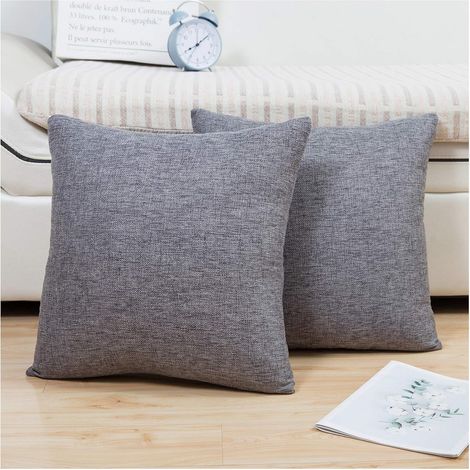 Lot de 2 housses de coussin décoratives confortables en lin, style ferme moderne, carrées, 45 x 45 cm.