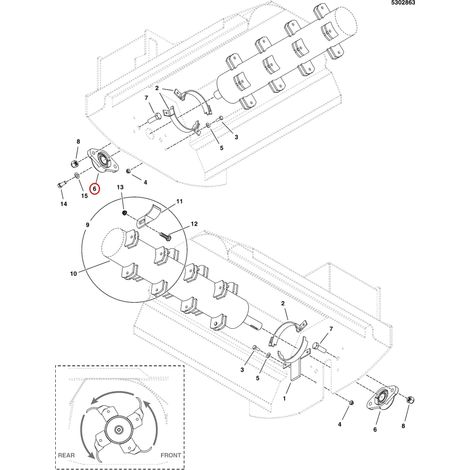 CUSCINETTO, FLANGIA A 2 BULLONI, 1", FUSO LR5103201 ORIGINALE FERRIS