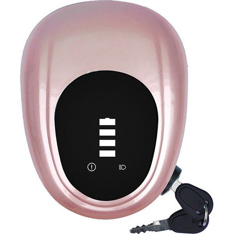 Phare avant vélo électrique, coque étanche lumineuse, son puissant, sécurité, lampe frontale waterproof, couleur or rose. (1/5)