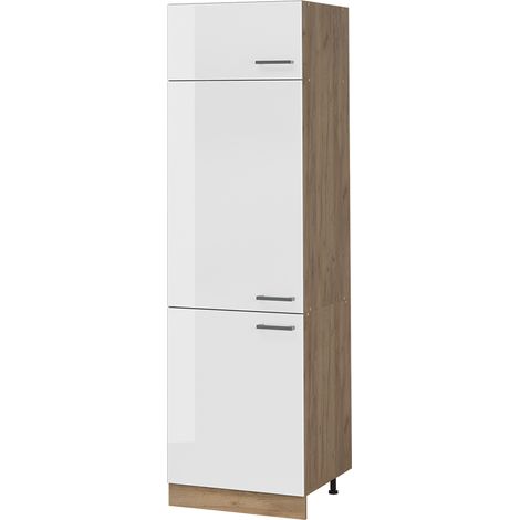 Vorratsschrank R-Line, Weiß Hochglanz/Goldkraft Eiche, 60 cm, Vicco (1/5)