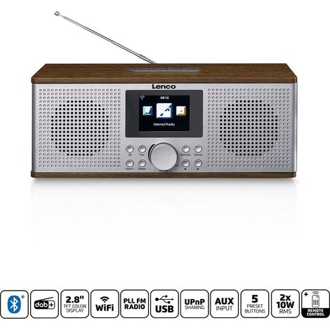 Lenco DIR-170 Internet Tischradio DAB+, UKW, Internet AUX, Bluetooth®, USB, Internetradio Walnuss (1/5)