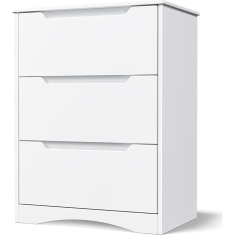 Commode 3 tiroirs blanche 82x60x40 cm pour chambre et salon (1/5)