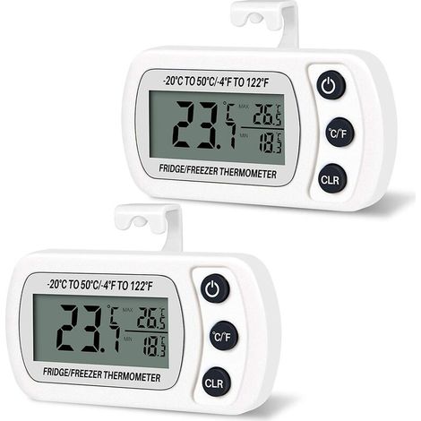 2 PCS Thermomètre,Réfrigérateur Congélateur Numérique Température -20 à 50°C , Écran LCD Facile à Lire (blanc)