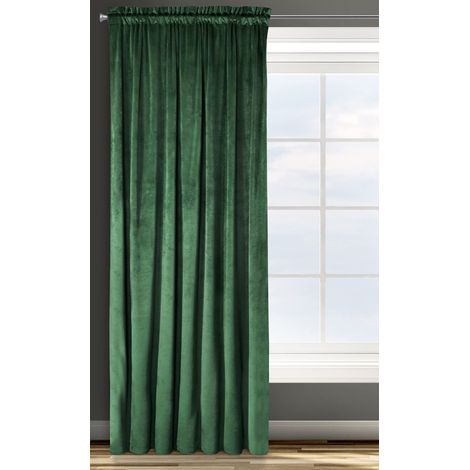 Eurofirany ROSA Tenda in Velluto con Fettuccia Arricciatenda - 1 Unità, Soffice, Pannello, Drappo Classico, Glamour, Elegante, Soggiorno, Camera da Letto, 290 g/m2, 135x300 cm, Verde Scuro (1/5)