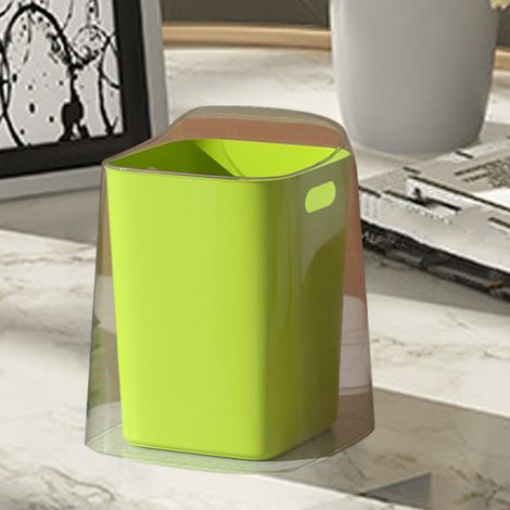 Poubelle de bureau minimaliste, créative et ouverte, de grand diamètre et de petite taille, jolie poubelle de rangement pour la chambre et le salon, verte. (1/5)