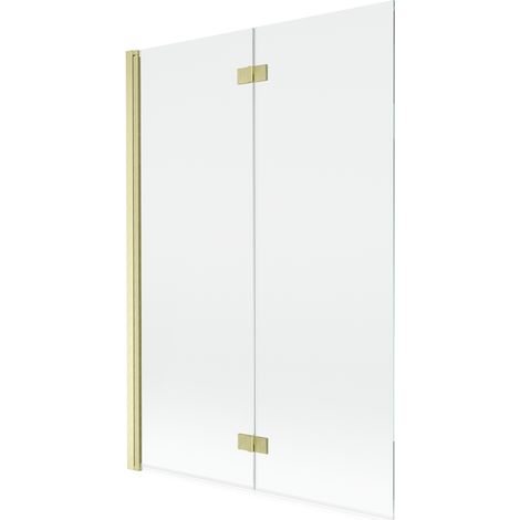 Paravent de baignoire Mexen Mist 2 volets gauche 120 x 150 cm, transparent, or brossé - 8A9-120-002-55-00-L (1/5)