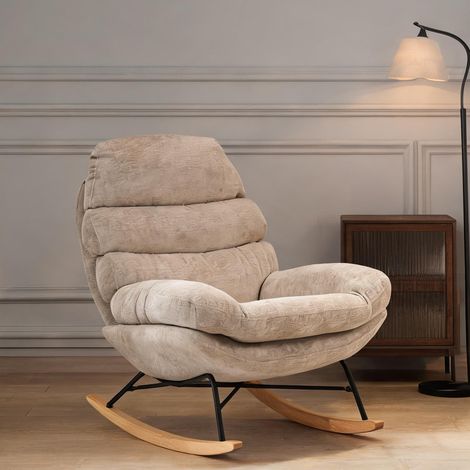 Fauteuil coloris blanc crème en polyester acier 103 x 80 x 91 cm (1/5)