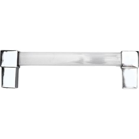 Poignées de tiroir en acrylique à un trou, style cristal, pour meubles de cuisine, commodes et placards, entraxe 128 mm, couleur argent. (1/5)