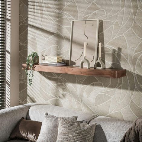 Etagère murale bois foncé plateau épais 150 cm NAKO (1/4)