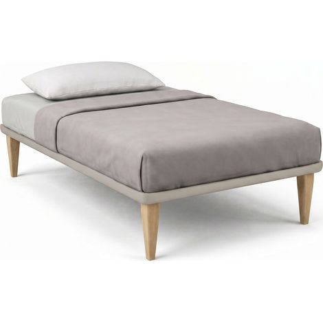 Letto 1 Piazza e Mezza con Rete Rivestita 120x200 cm Similpelle Tortora Tessis (1/5)