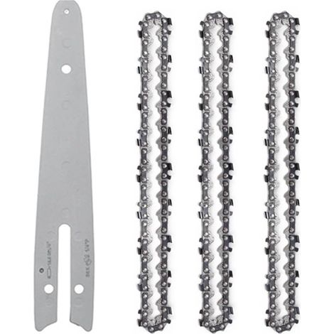 Replacement chain for 6-inch electric chainsaw, guide plate, guide bar, wood cutter, electric gardening tool for electric chainsaw (1x Guide 3x Chain) (1/5)