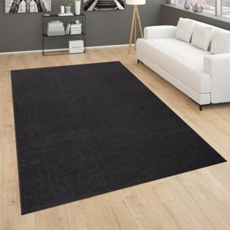 Tapis De Salon Poils Ras Chambre À Coucher Motif Monochrome Moderne Noir Gris 160x220 cm