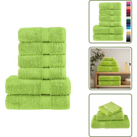 6 tlg. Premium-Handtuch-Set SOLUND Apfelgrün 600 g/m² - Baumwolle - Handtücher - Badetücher - Waschbare Handtücher - Küchenhandtücher (1/5)