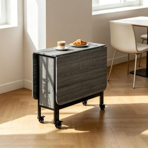 Tavolo da pranzo allungabile 130x80x74 cm in legno grigio salvaspazio FloraGrace (1/5)