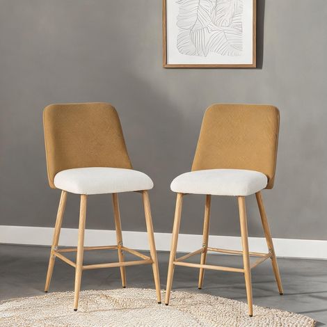 Tabouret de bar marrón en lino PU 54,5 x 45 x 94 cm (1/5)