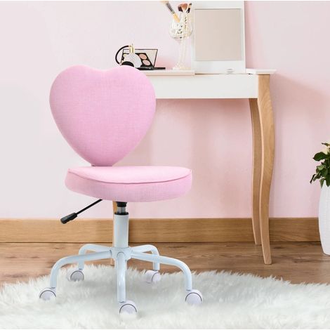 MEUBLIV Drehbarer Bürostuhl 40x50x89 cm rosa – Herz-Rückenlehne, ohne Matratze (1/5)