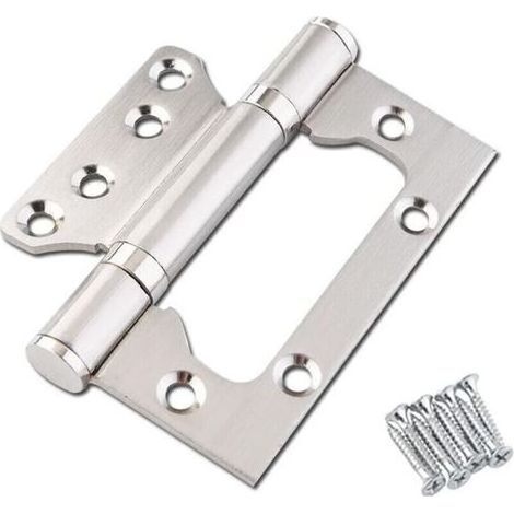 pair Lot de 2 charnières de porte d'armoire invisibles en acier au manganèse, finition brossée, 4 pouces (1/4)
