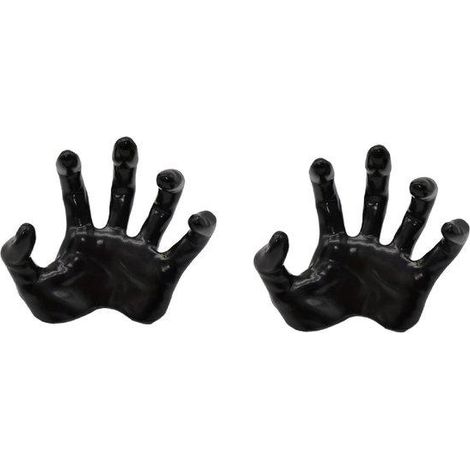 Décorations d'Halloween : Mains de démon (2 pièces) - Fixation murale - Décorations de sorcière créatives - Paume noire - Vis d'expansion incluses - Idéal pour Halloween et les maisons hantées - Noir (1/5)
