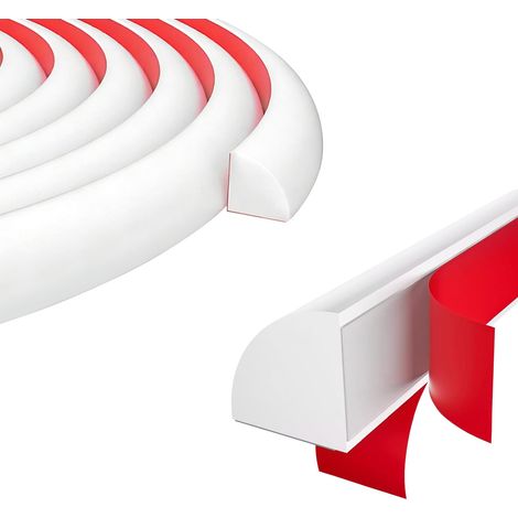 Baguette de finition de cuisine flexible, forme quart de cercle, plinthe d'angle autocollante double face pour plan de travail (blanc, 1 m) (1/5)
