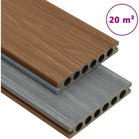 WPC Terrassendielen mit Zubehör Braun und Grau 20 m² 4 m