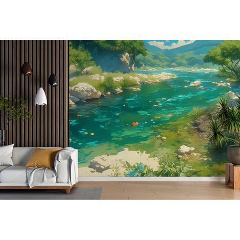 Papier peint cascades torrent emeraude de montagne - 150 x 250 cm (1/2)