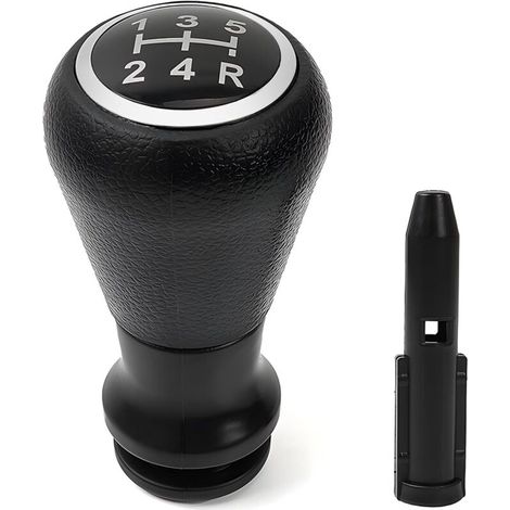 Pommeau de levier de vitesses à 5 rapports pour Peugeot 106, 107, 207, 301, 307, 308, 407, 408, 508, 3008, 1007 / Citroën C2, C3, C4 Picasso - Noir et argent (1/5)