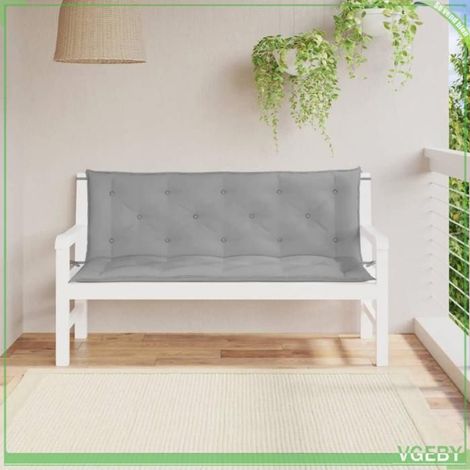 Coussin de banc jardin - FAFEISY - 361698 - Lot de 2 - Gris - 150x50x7 cm (1/5)