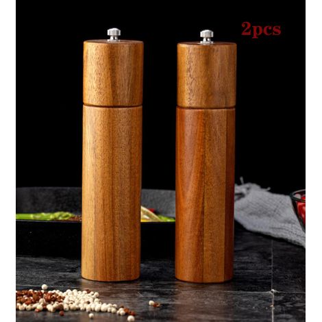 Moulin À Sel - Moulin À Poivre - En Bois D'acacia - Mécanisme De Broyage En Céramique - 20,3 Cm - Lot De 2 (1/5)