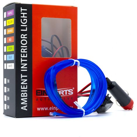 Guida luminosa a LED per auto, luce ambientale 12 V blu, 2 metri (1/4)