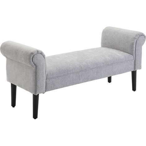 Banc rembourré effet lin avec côtés roulés, finition soignée (1/5)