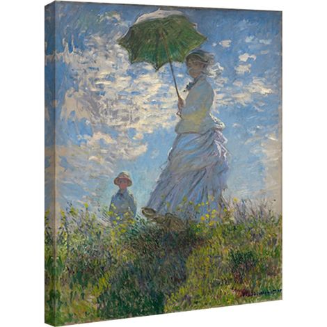 Impression sur toile représentant une femme avec un parasol et son fils - Reproduction de peintures à l'huile classiques (1/5)