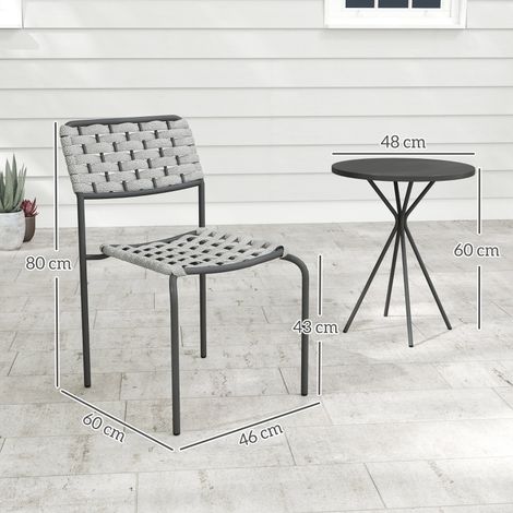 Ensemble de mobilier de jardin en polyrotin pour 2 personnes gris - Salon de jardin 3 pièces avec 2 chaises empilables et table résistant aux intempéries pour jardin terrasse balcon (1/5)