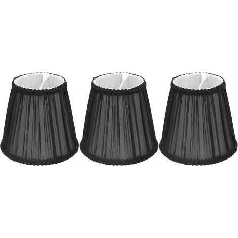 Lot de 3 abat-jour en tissu à clipser E14, style moderne, pour lampe de table, bougie ou lustre (noir) (1/5)