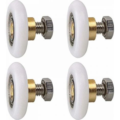 Rouleau de porte de douche 27mm, Rouleau Roulette Roue pour Porte de Douche Roulettes Coulissantes Porte Roue de Remplacement pour Rouleau 4 pièces (27MM) (1/5)