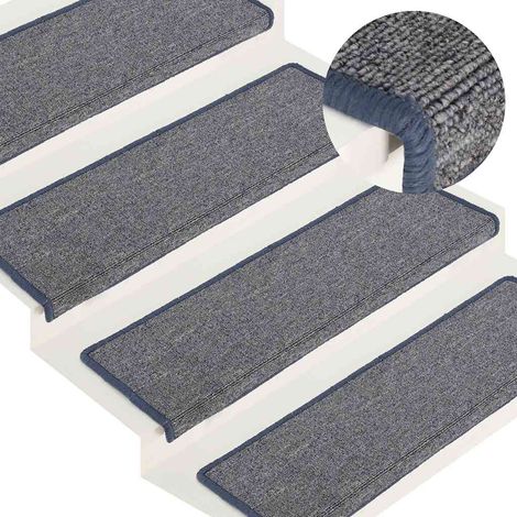 Stufenmatten 30 Stk. 65 x 21 x 4 cm Hellgrau und Blau Rechteckiger Rand