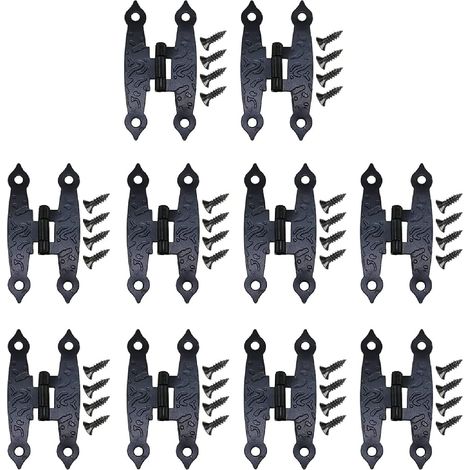 100 Stück H-Scharniere für Schränke, schwarze Scharniere, H-Scharnier-Schrankbeschläge, Möbelbeschläge mit 65 x 34 mm Schrauben, geeignet für Schranktüren (1/5)