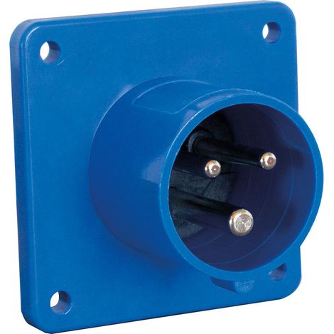 CEE Anbaustecker 3-polig Lochmaß 60 Flansch 75x75 230V 16A IP44
